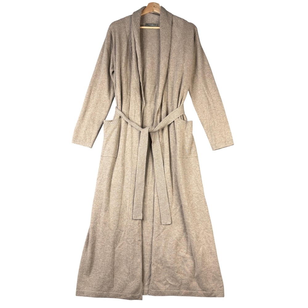 Neiman Marcus 100% Cashmere Long Duster Sleepwear Robe Shawl Collar Taupe M